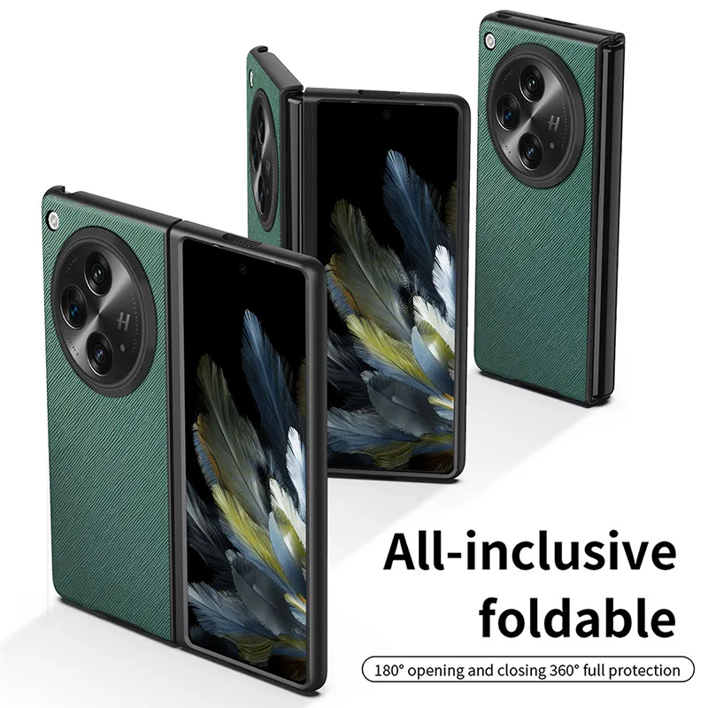 Case for OnePlus Open cross lines Texture PU Leather Luxury Business  Fold Cover Folding Shockproof Protection Phone Case