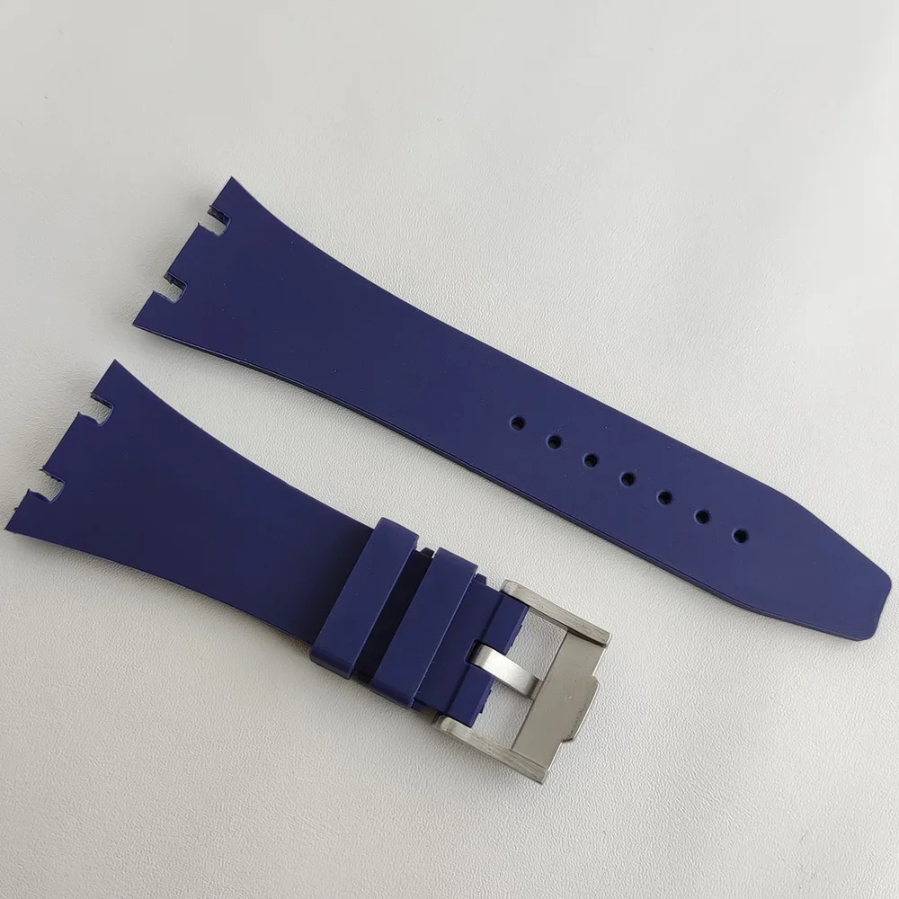 NH35 Rubber Strap 26mm Black Blue Watch Silicone Strap Stainless Steel Pin Buckle Clasp for AP Royal Oak Case Watch Parts