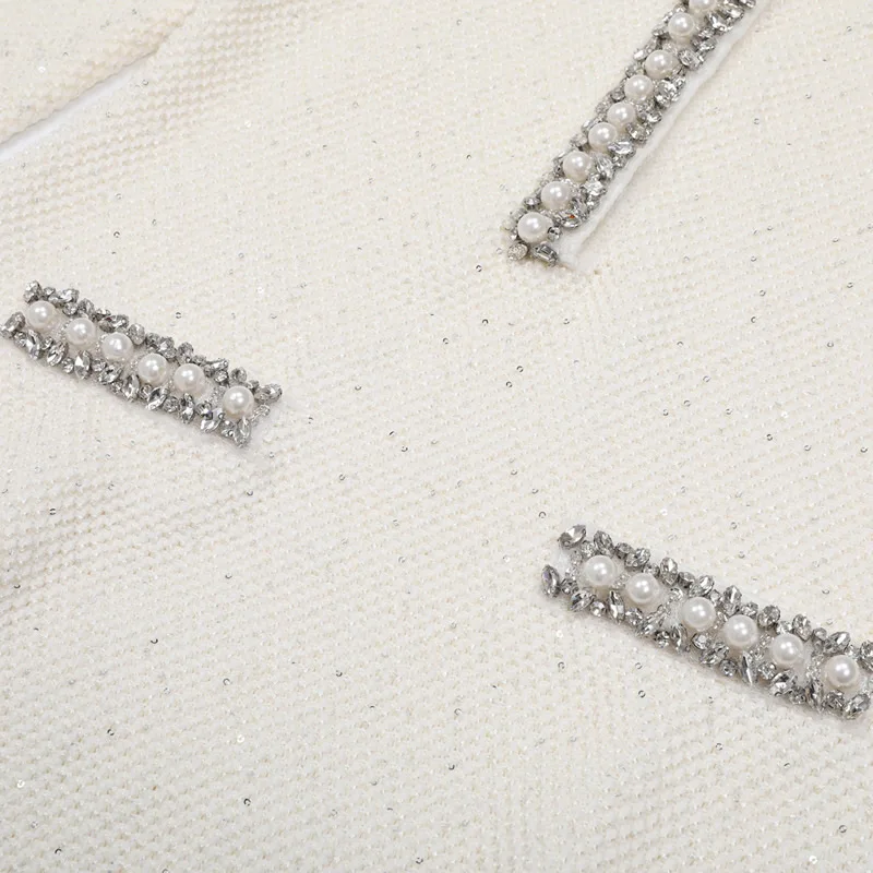 Nouveauté femmes tricot coton robe col rond perles robe trapèze