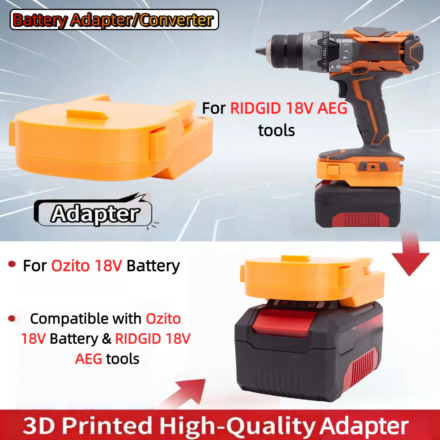 

For Ozito 18V Series Li-ion Battery Adapter TO RIDGID 18V AEG Series Tools Converter Power Tools Accessory(Only Adapter)