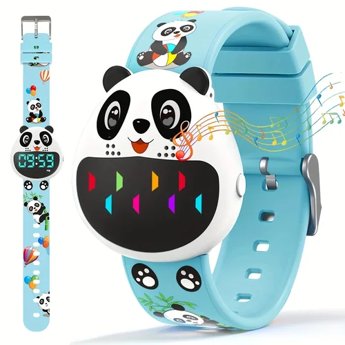 Imagen 1 del producto Reloj de entrenamiento para orinal para niños y niñas con 3 recuerdos de atrás/16 recordatorios de alarma Temporizador de reloj Panda recargable por USB resistente al agua