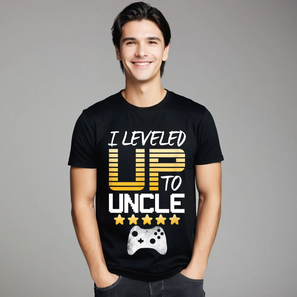 

I Leveled Up To Uncle Classic Normal Tees Round Neck Labor Day Cotton Fabric Short Sleeve T Shirts Boyfriend Printed On Tshirts