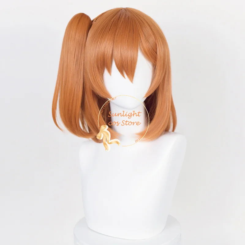 Anime Kosaka Honcontown Kousaka Cosplay Perruque pour Femme, Perruques Courtes Orange avec Queue de Cheval, Cheveux Synthétiques, Bonnet, Degré de Chaleur, 40cm