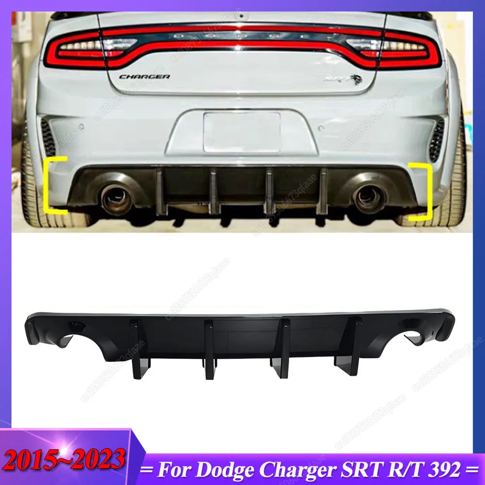 Difusor de Parachoques Trasero para Dodge Charger SRT 2015-2023 R/T 392 y SRT 2017-2018, ABS Negro Brillante, Alerón, Splitter, Kit de Carrocería, Tuning