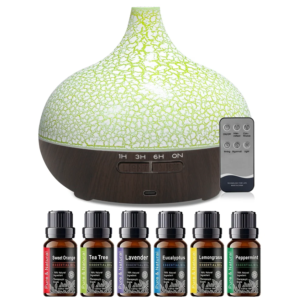 

Crack Design 550ML Ultrasonic Essential Oil Diffuser - Aromatherapy Humidifier with 7 Color LED Lights | Ideal for Home Decor