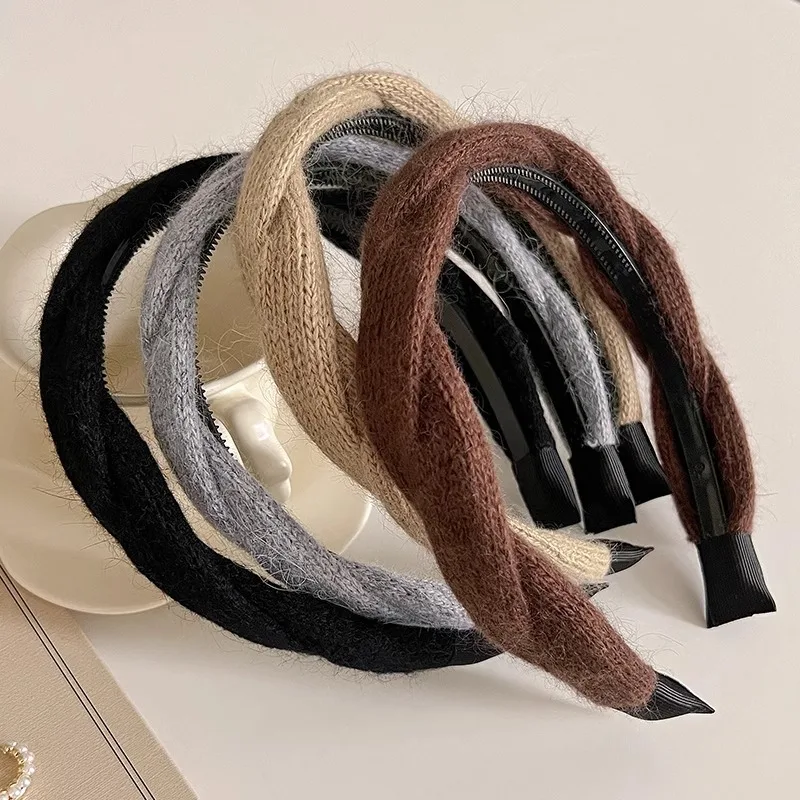 Winter Soft Wool Twisted Hairband for Women Girls Simple Hair Band Korean Women Hair Accessories Hair Hoop Braid Headbands