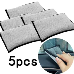 5PCS Double Side Car Interior Scrubbing Sponge for Leather Interior Car Wash Pad No Scratch Car Microfiber Scrubbing Sponge