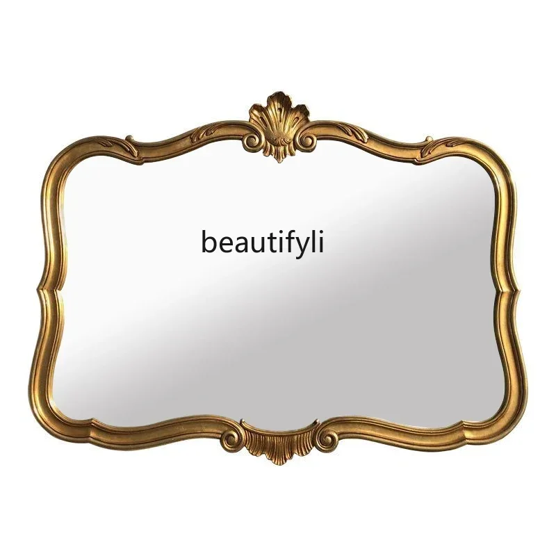 European retro carved makeup mirror bathroom large wash mirror bathroom wall hanging personalized dressing mirrorHY