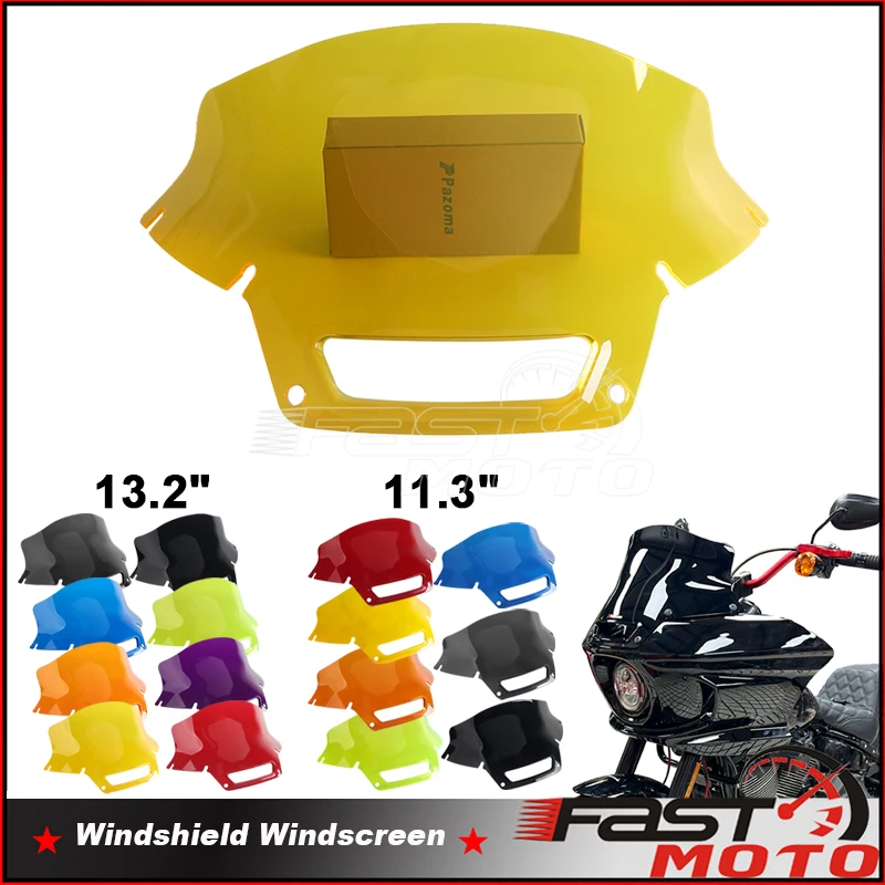Motorrad-Windschutzscheiben-Deflektor-Splitter 11,3/13,2 Zoll Verkleidungs-Windschutzschild für Harley Softail Low Rider ST FXLRST FXRST 22-26