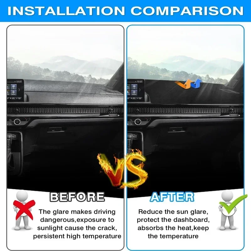 Dashboard Cover Dash Mat For Ford Focus MK3 C346 3rd Generation 2012-2018 Anti-Glare Non-Slip Sun Shade Interior Protector - view 4