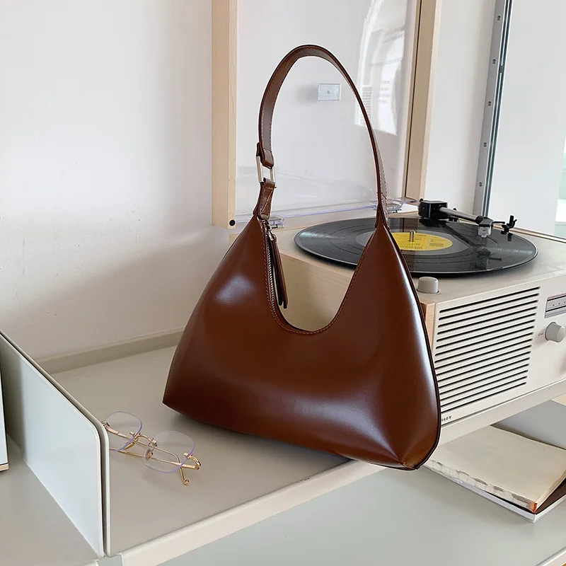 

Korean Fashion Shoulder Bags For Women Niche Design Brown Handbags Pu Leather Handbags Fashion Versatile Purse Tote Bags