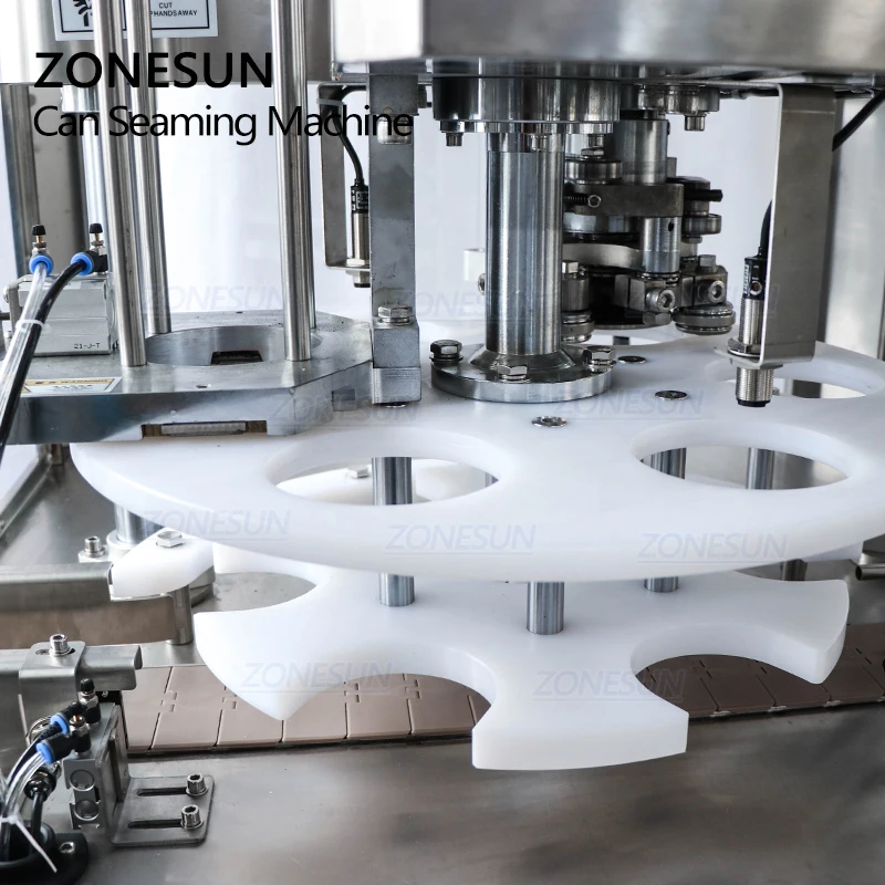 ZONESUN Automatic Food Aluminum Cans Seamer Drinks Beverage Round Can Seaming Tin Can Capping Sealing Machine