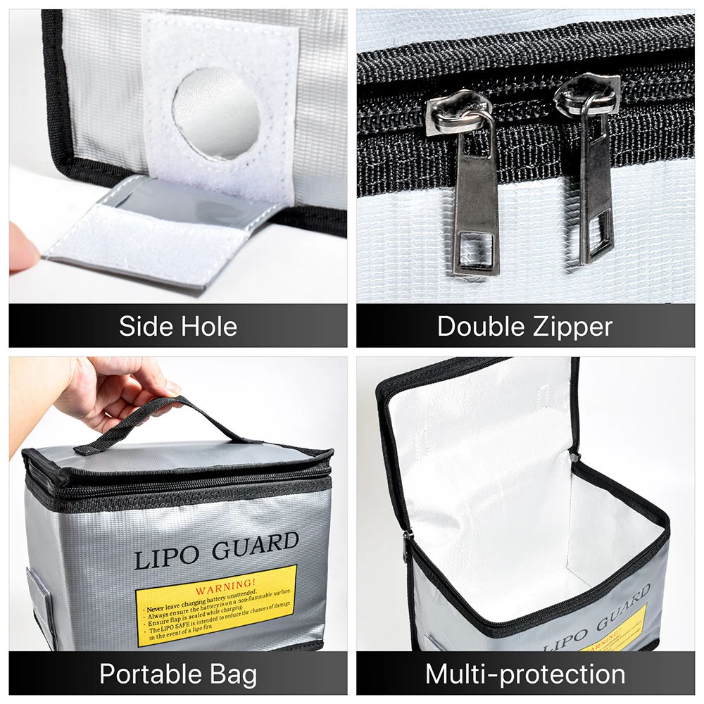 Lipo Guard Safety Bag Fireproof Explosion-Proof Portable Lipo Safety Bag 215*145*165mm for RC FPV Racing Drone Car Battery Safe