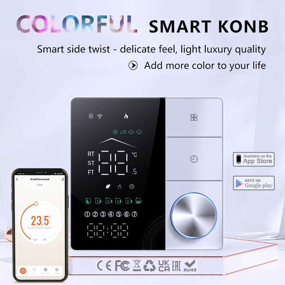 Pengatur suhu AC cerdas WIFI, termostat untuk pemanas pendingin dapat diprogram katup termostatik Google Home Alex
