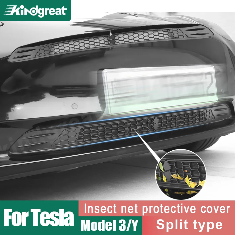 

Front Bumper Lower Grille Air Inlet Cover For Tesla Model 3 / Y Split Type Insect-proof Net Modified Protection Honeycomb Mesh