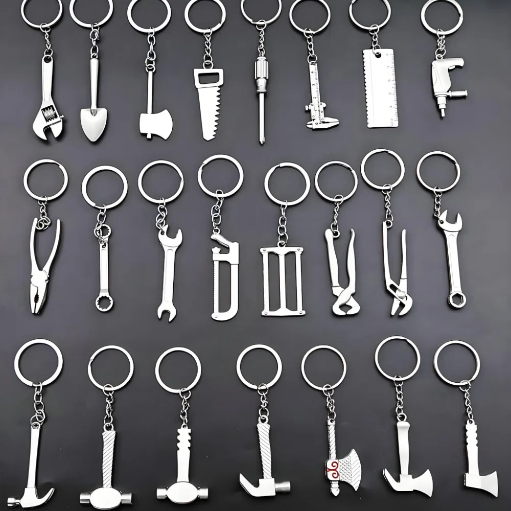 Rollenspielset, Mini-Konstruktion, Multi-DIY-Spielzeug, kleine Werkzeuge, Metall-Schlüsselanhänger, verschiedene Designs für kreatives Spielen, Geschenk, Auto-Schlüsselanhänger