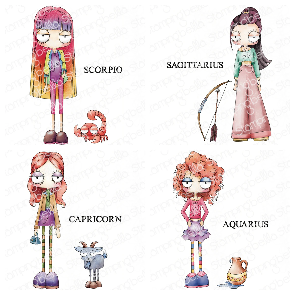 

Oddball Zodiac Scorpio Aquarius Capricorn Sagittarius Rubber Stamp Set Stampingbella Silicone Stamps DIY Scrapbook Greeting Card