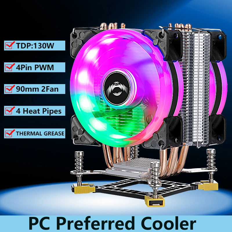 

QIUzAim Tower radiator 4 Heat Pipe CPU Cooling Fan Cooler Processor Suitable For Installing LGA775 115x 1200 1700 1366 i3 i5 i7