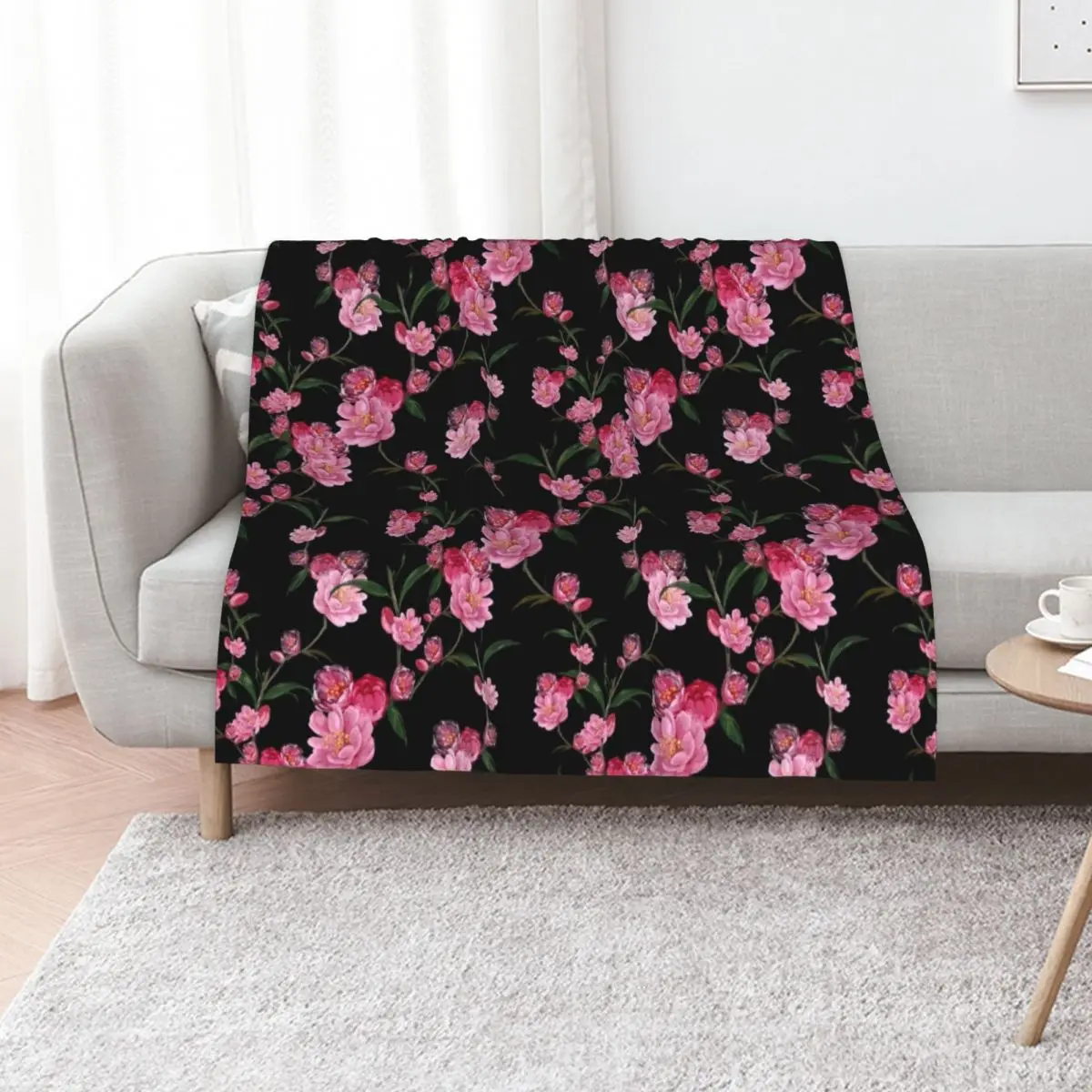 Flower pink peony Throw Blanket for winter cosplay anime Luxury St Thin Soft Plaid Custom Blankets