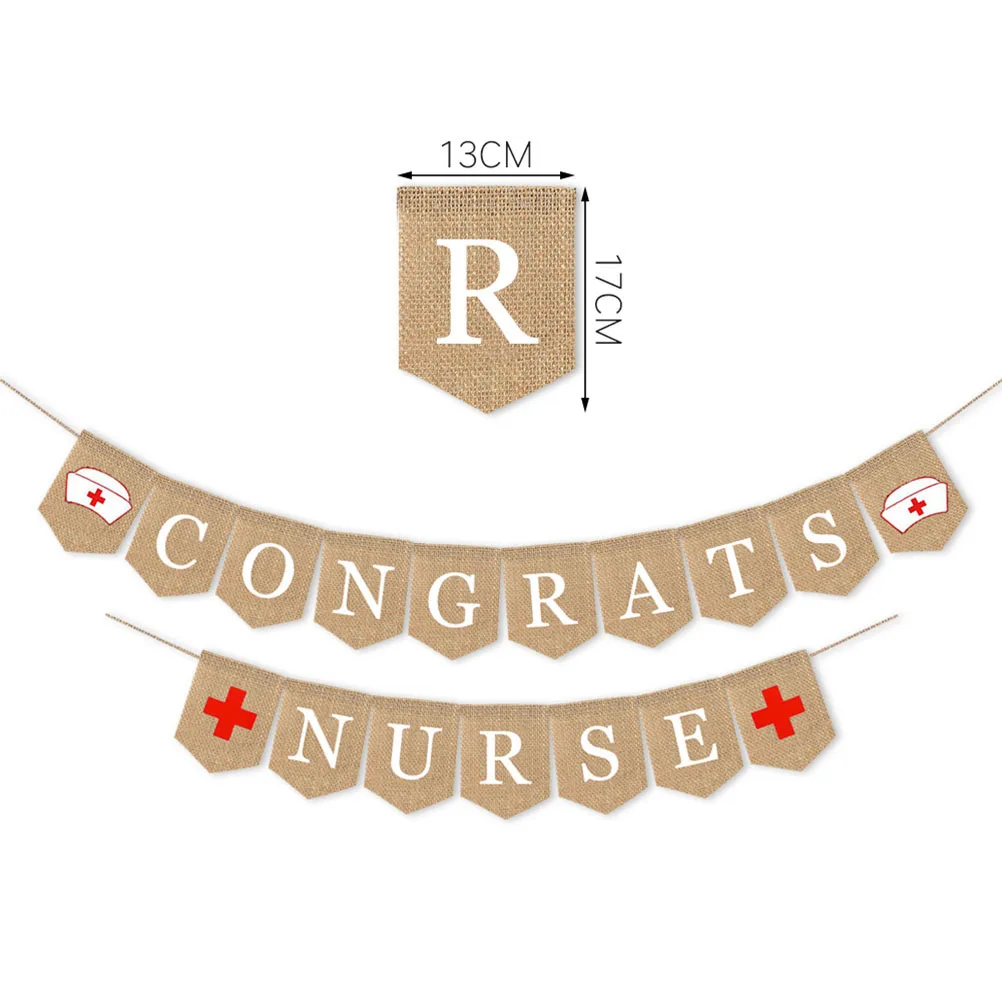 

Nurses Day Decoration Burlap Banner Party Hanging Bunting Assembled Pull Flag Grad Decorations Nurse Student Graduation Wall