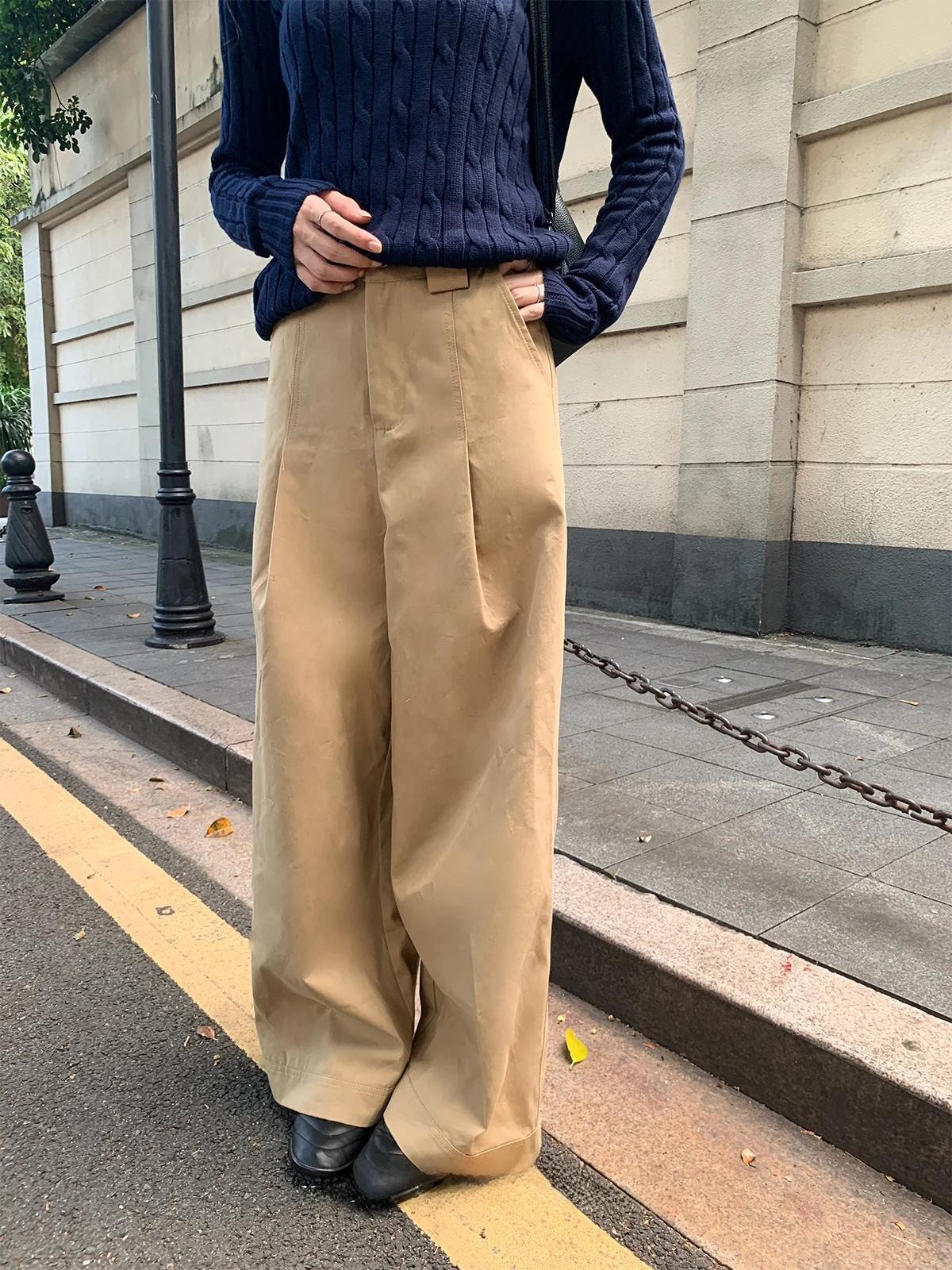 

Женские повседневные брюки свободного кроя с передними складками, эластичным поясом и чистым силуэтом, цветные, длинные