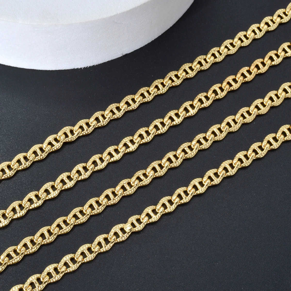 Sunny Jewelry Hiphop Punk Curb Cuban Necklace for Men 18K Gold Color Italian Copper Women\'s Neck Chain Necklace Wedding Jewelry