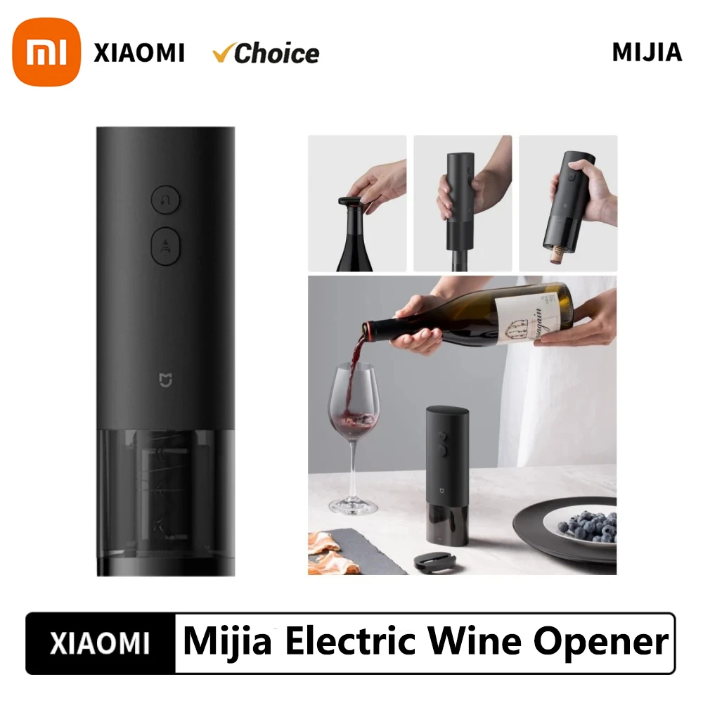 Xiaomi Mijia Electric Wine Opener Battery Automatic Bottle Cap Opener for Red Wine Beer with Foil Cutter Kitchen Accessories -CN