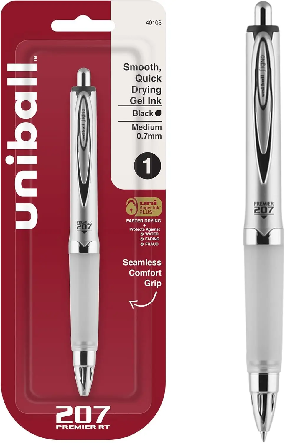 

Premium Retractable Gel Pen, Medium Point 1.0mm, Black Ink, 1-Pack for Smooth Writing