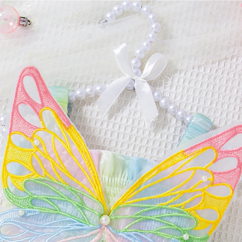 Baby Girl Dress Summer Mesh Sequin Butterfly Suspender Girl Princess Dress Cute Flower Girl Dress Birthday Party Dress