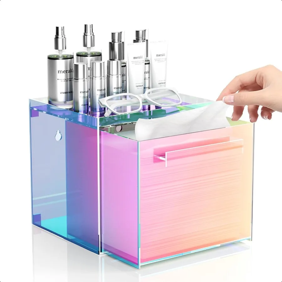 

Rainbow Facial Towels Storage Box Acrylic Container Compatible with Clean Skin Club Clean Towel XL WallMounted Face Towel Orga
