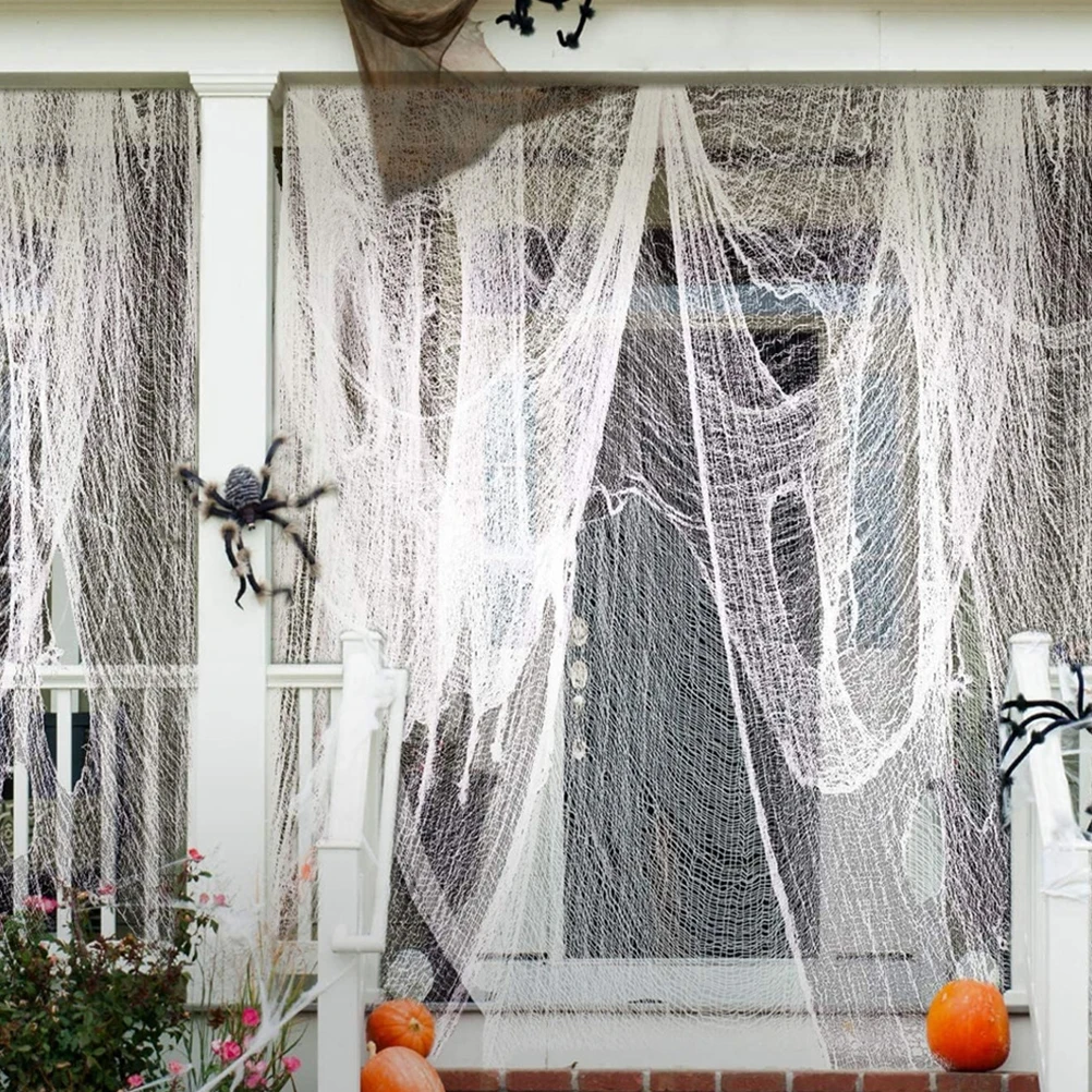 

White Gauze Haunted House Decor 76cmx400cm Halloween Festival Props Party Scene Net Themed Pendant Decorative spooky atmosphere