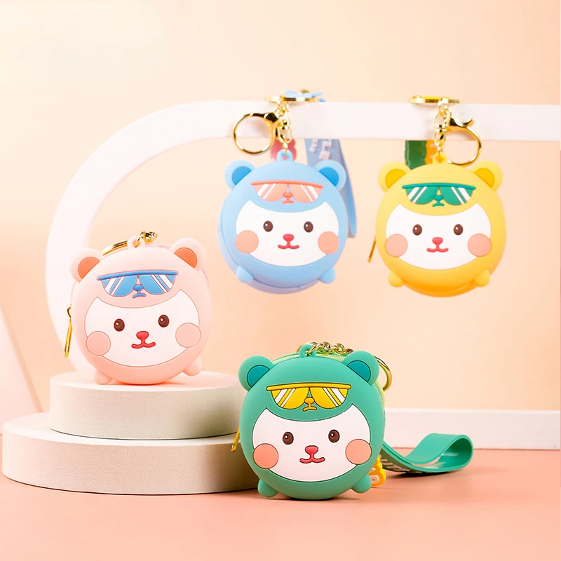 Cute Mini Coin Purse Female Cartoon Silicone Bag Carry-on Small Compact Keychain Earphone Bag Wholesale