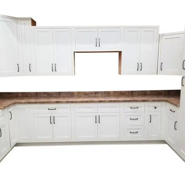 White Shaker Style Modern  PVC Design with Island Make in China Customized Kitchen Cabinets