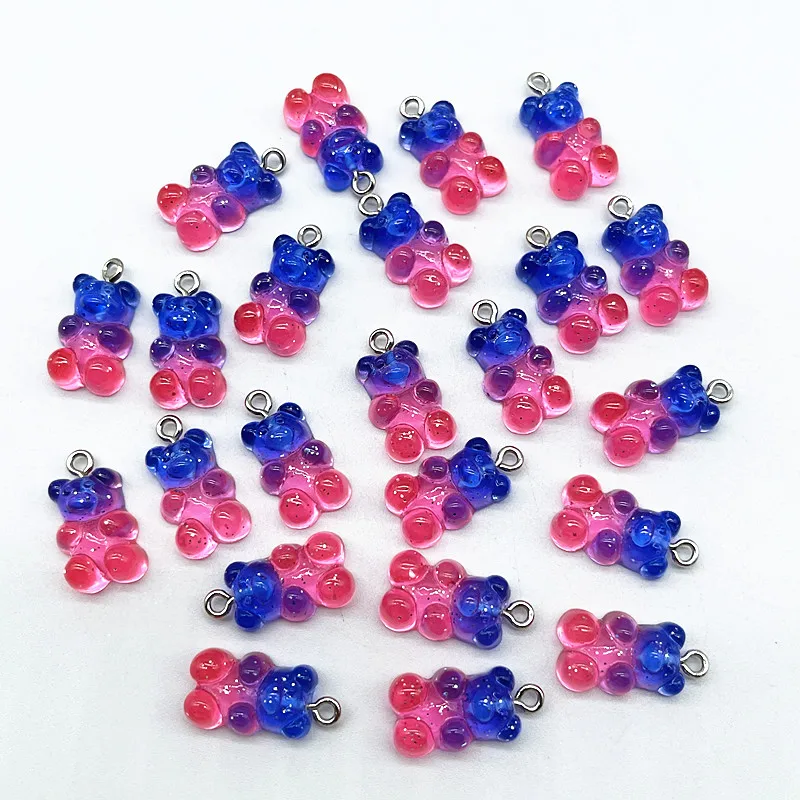 New 10Pcs Candy Bear Pendant Charms for Necklace Bracelet Earrings Jewelry Making Diy Findings Resin Bears Christmas Making