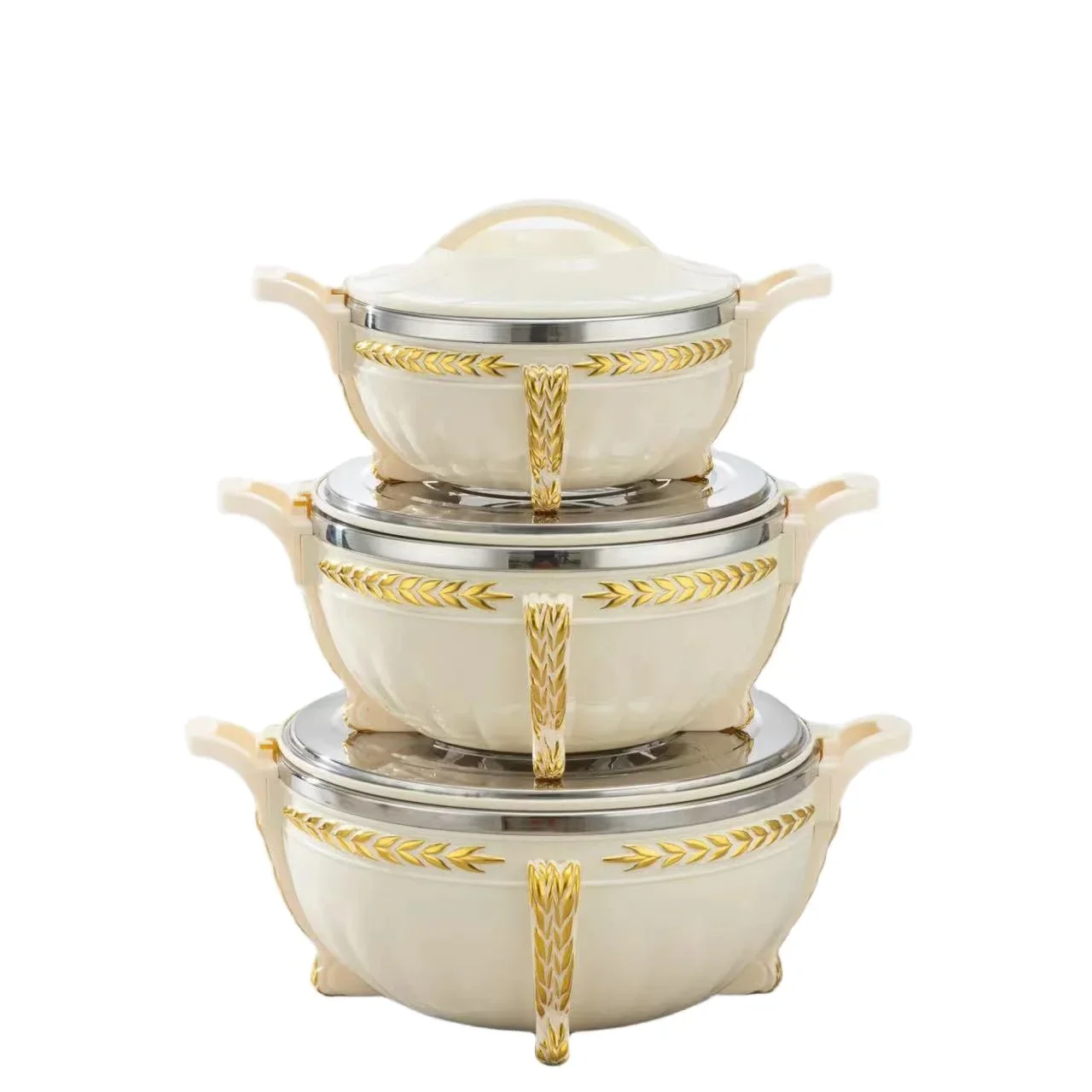 High Quality Modern Jumbo Size Food Warmer Set 3L+7L+10L 3pcs Set Insulated Hot Pot Casserole for Ramadan