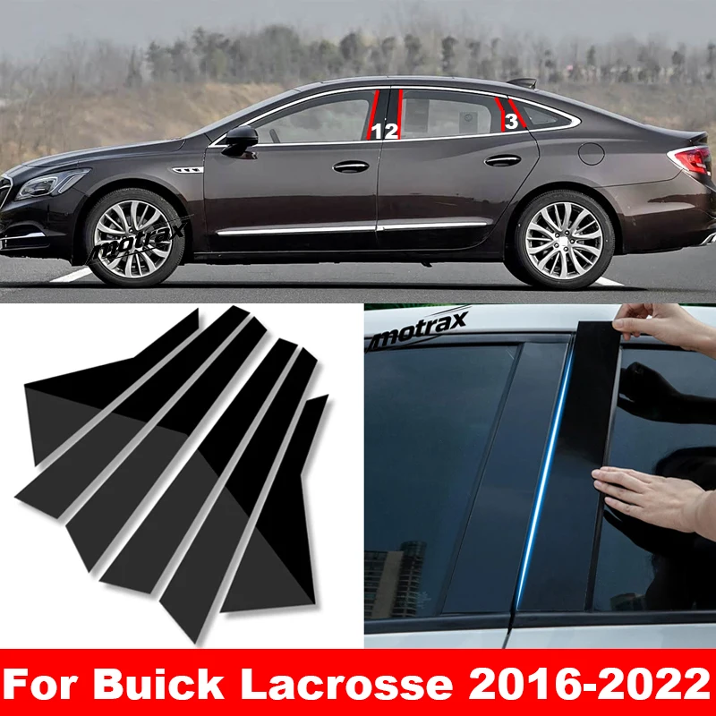 For Buick Lacrosse 2016 2017 2018 2019 2020 2021 2022 Auto Exterior B C Pillar Window Trim Cover PC Material Car Middle Pillar