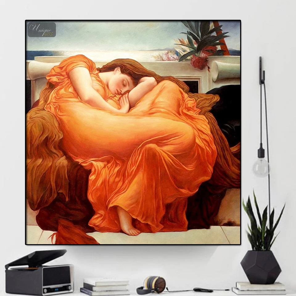 Flaming June Diamond Painting Diy Mosaic Diamond Embroidery Woman Cross Stitch Kit UK Famous Painting Diamond Art Home Decor,