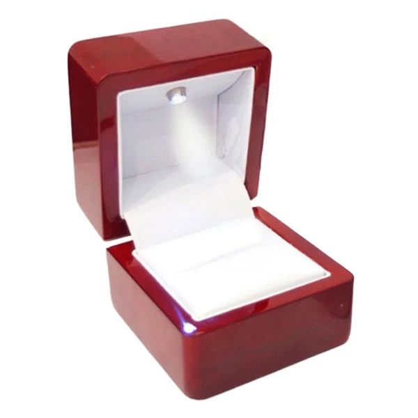 Rings Display Box Storage Soft Velvet Tray Case Holder Stand Display Storage Box Show Jewelry Organiser LED Light Ring Box Red