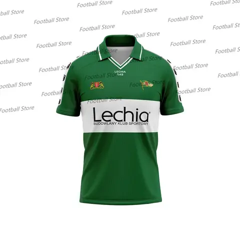 폴란드 남자 축구 유니폼 – 빠른 건조 KOSZULKA RETRO LECHIA GDANSK 클래식 빈티지 성인 및 아동 저지 키트