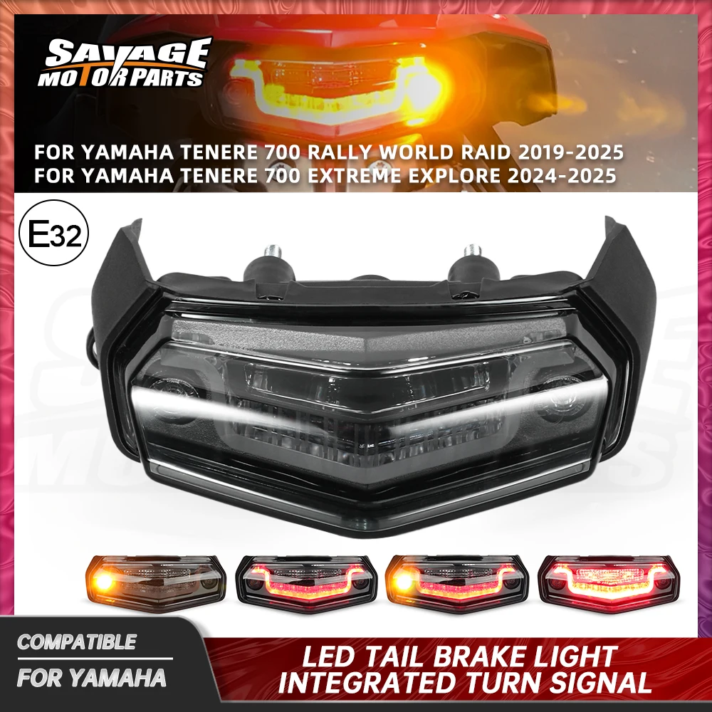 For Yamaha Tenere700 LED Tail Brake Light Integrated Turn Signal T700 XTZ Rally World Raid Extreme 2019-2025 Taillight Stop Lamp