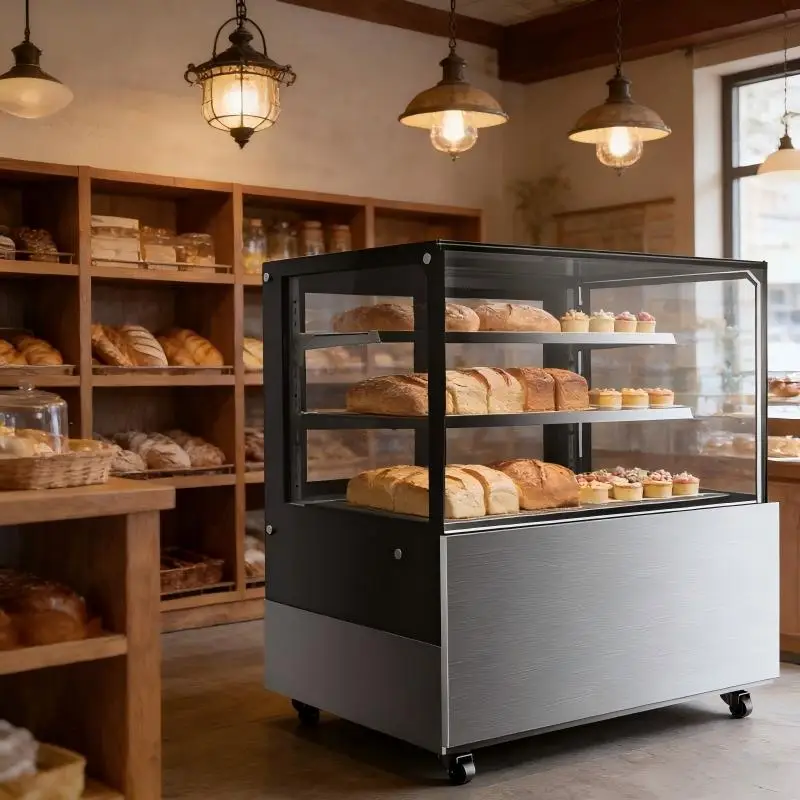 1200x675x1215mm 2 Tier Commercial Cake Display Refrigerator Fan Cooling R290 2 Shelf LED Bakery Cafe Supermarket Display Row 25