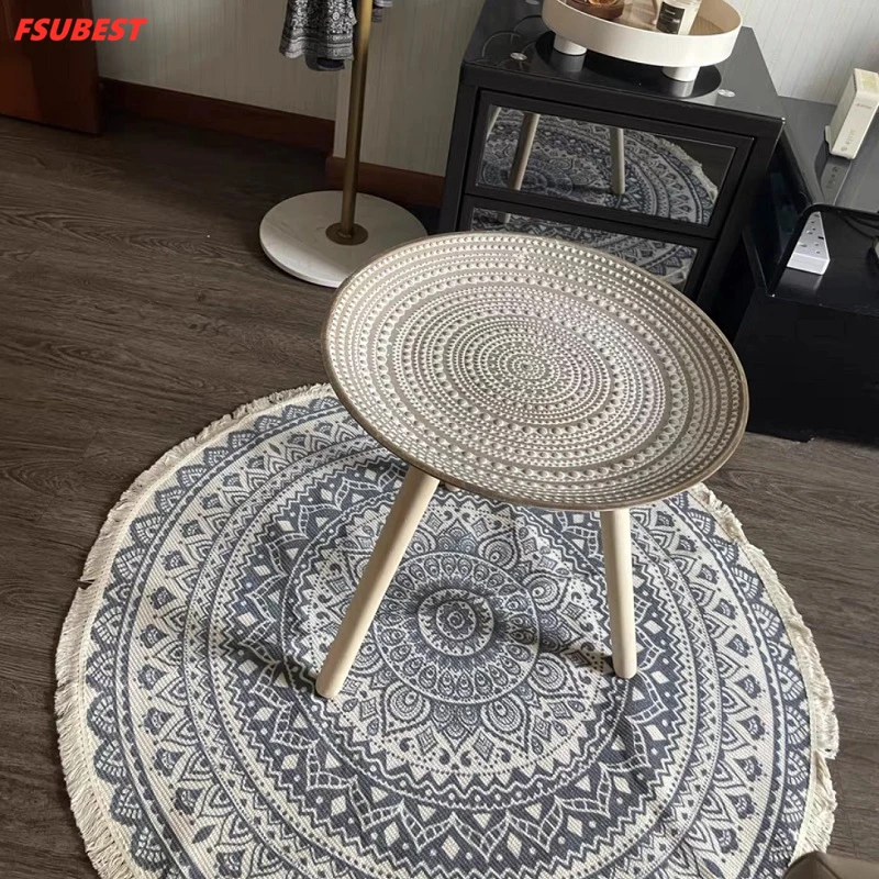 

Coffee Tables Carved Flowers Art Side Table Basse Ronde Living Room Koffie Tafels De Jardin Kaffee Tische Creative Decoration