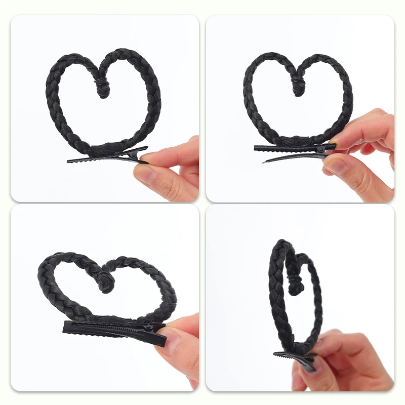 Synthetic Heart-Shaped Braided Hair Clip Style Children's Hair Synthetic Heart-Shaped Braided Hair Clip Hair Accessory