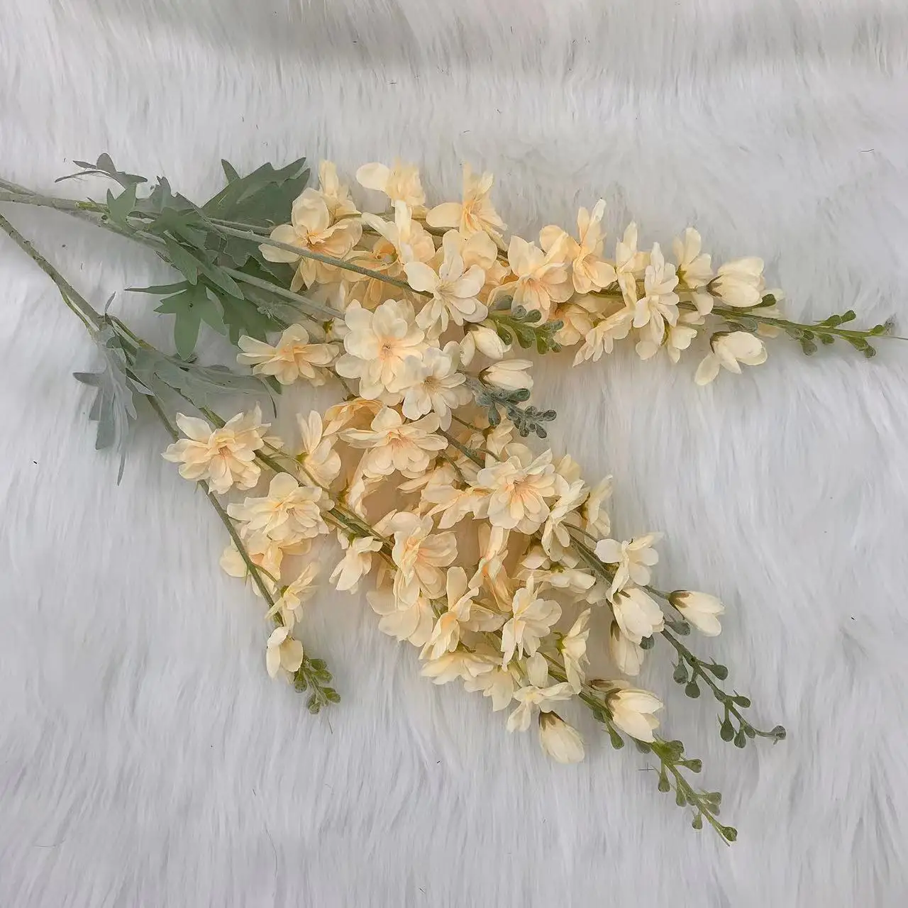 2 Fork Flocking Delphinium Flower Branch Silk Artificial Flowers for Home Wedding Hotel Decoration Fleur Artificielle 1PC Flower