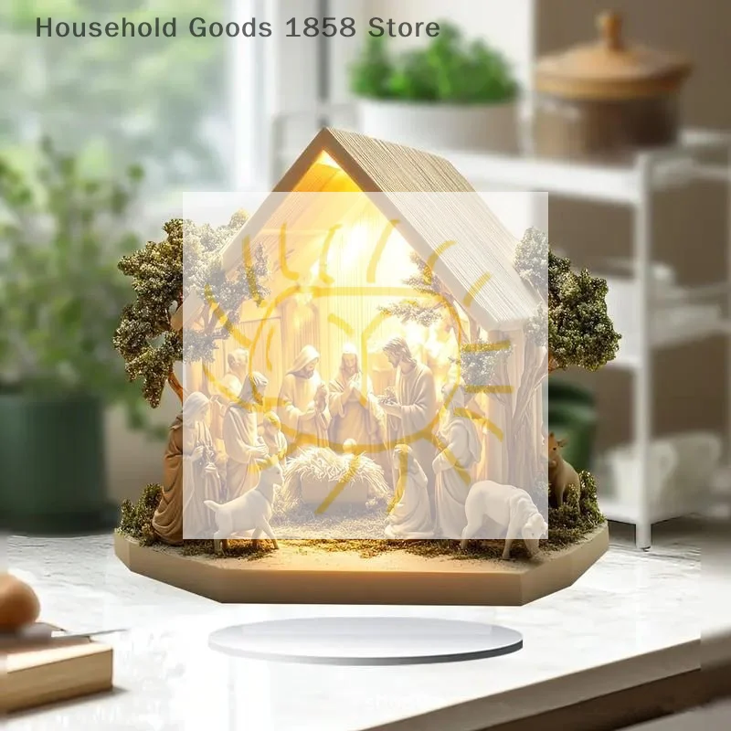 Desktop Decor Family Statue Jesus Tree Of Life Newborn Acrylic Flat Plate Desktop Decoration Ornaments For Home Decor