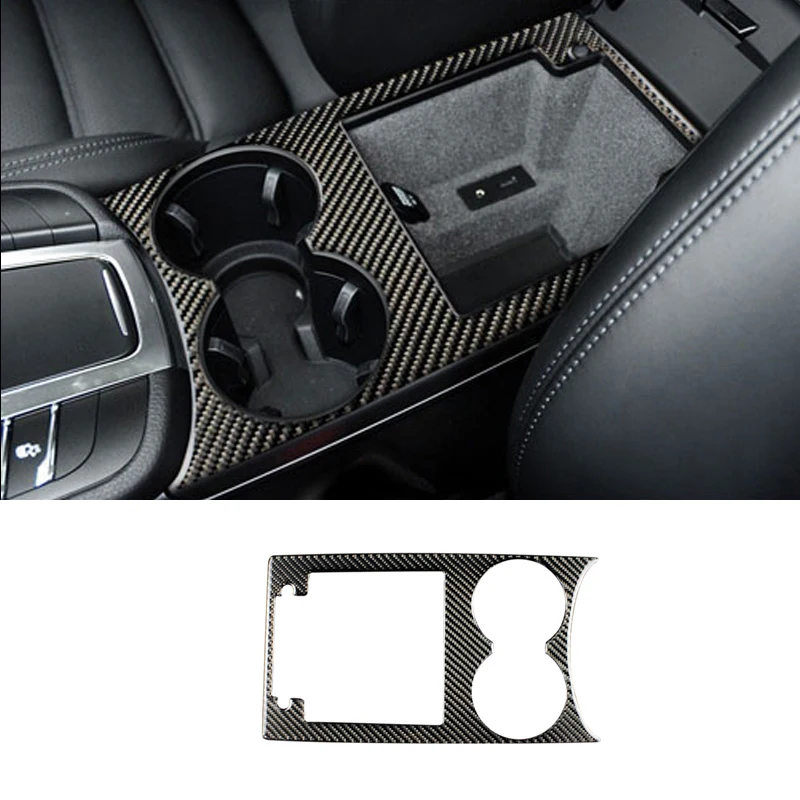 Carbon Fiber Car Control Gear Shift Water Cup Holder Panel Cover Trim decoration Car Sticker Auto Accessories For Porsche Macan