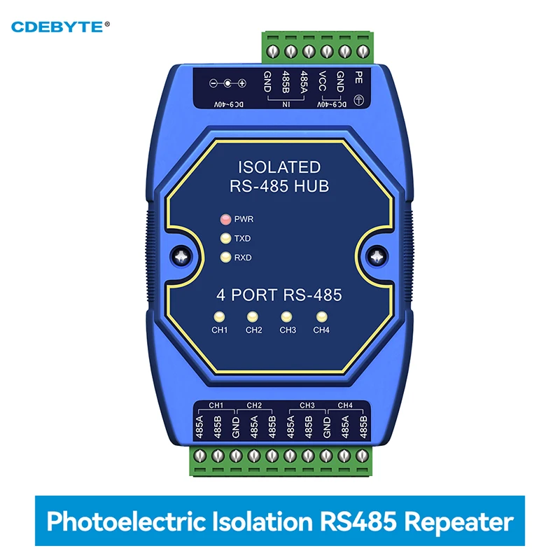 

Industrial Grade 4 Way RS485 Repeater CDEBYTE E810-R14 Power Signal Isolation ESD Protection DC 9-40V Rail Mounting High Speed