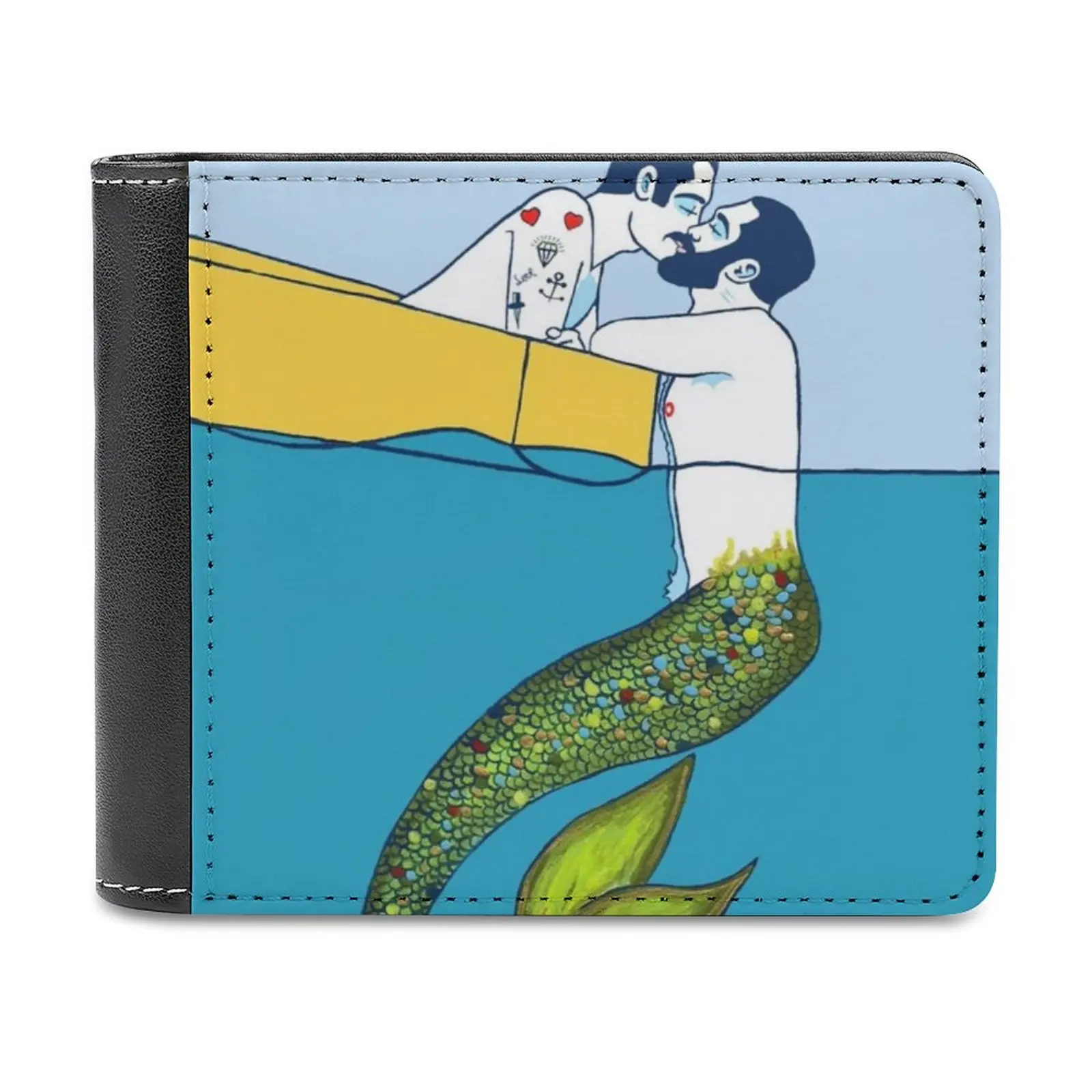 The Sailor And The Triton Men's Wallet Purses Wallets New Design Dollar Price Top Men Leather Wallet Sea Merman Lgbt Gay Art