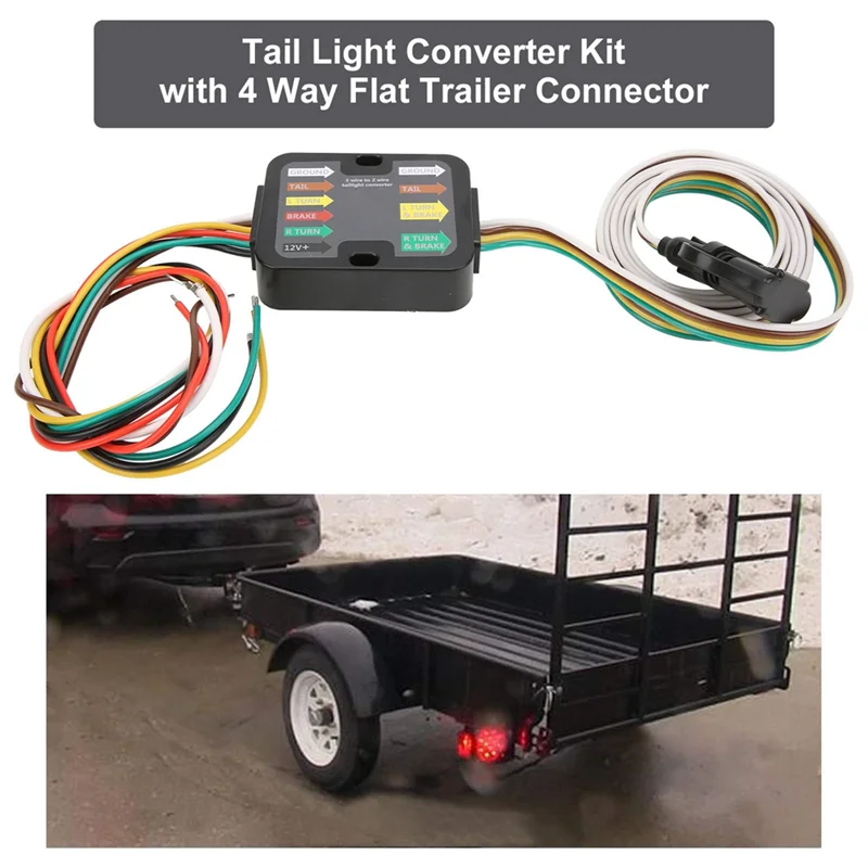 Para convertidor de luz trasera RV con conexión de cables de 3 a 2, adaptador de cableado de remolque de rendimiento estable para accesorios RV