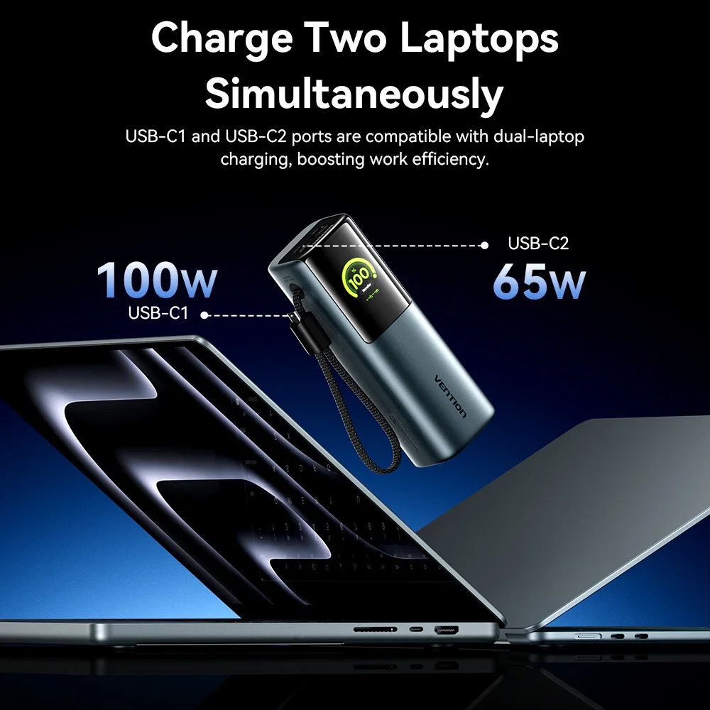 165W PD Fast Charging Power Bank 20000mAh for Laptops and Phones